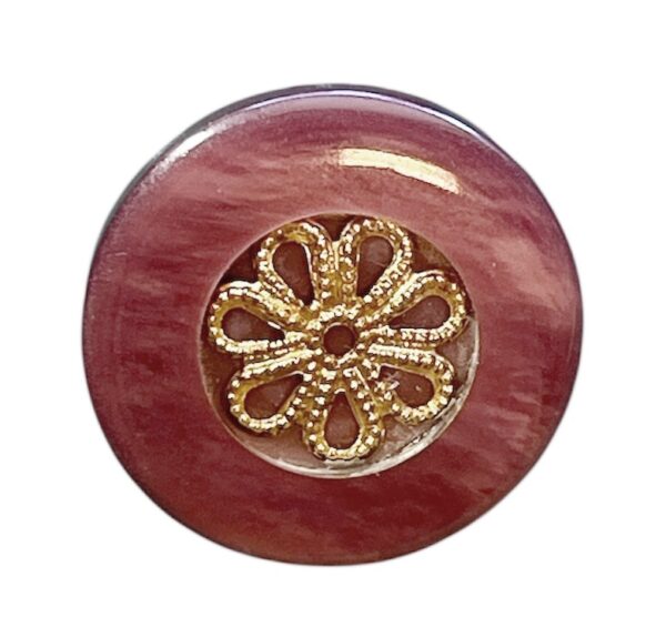 Knapp m/øyefeste 20 mm Gammelrosa med Metalldekor
