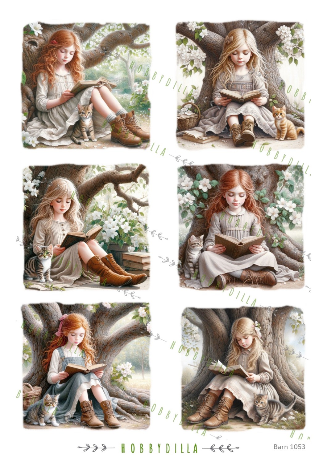 Rispapir A4 Barn 1053 Jente som leser - Bilde 1