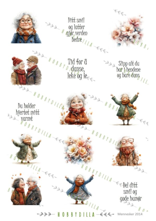 Motivark Mennesker 2014 Godt Voksen Mini med Tekst