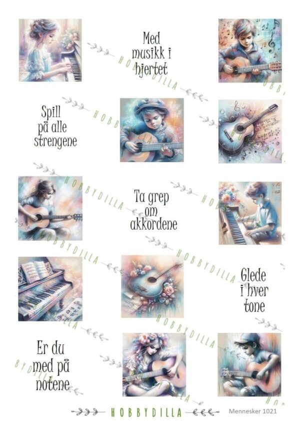 Motivark Mennesker 1021 Mini Musikk Med Tekst