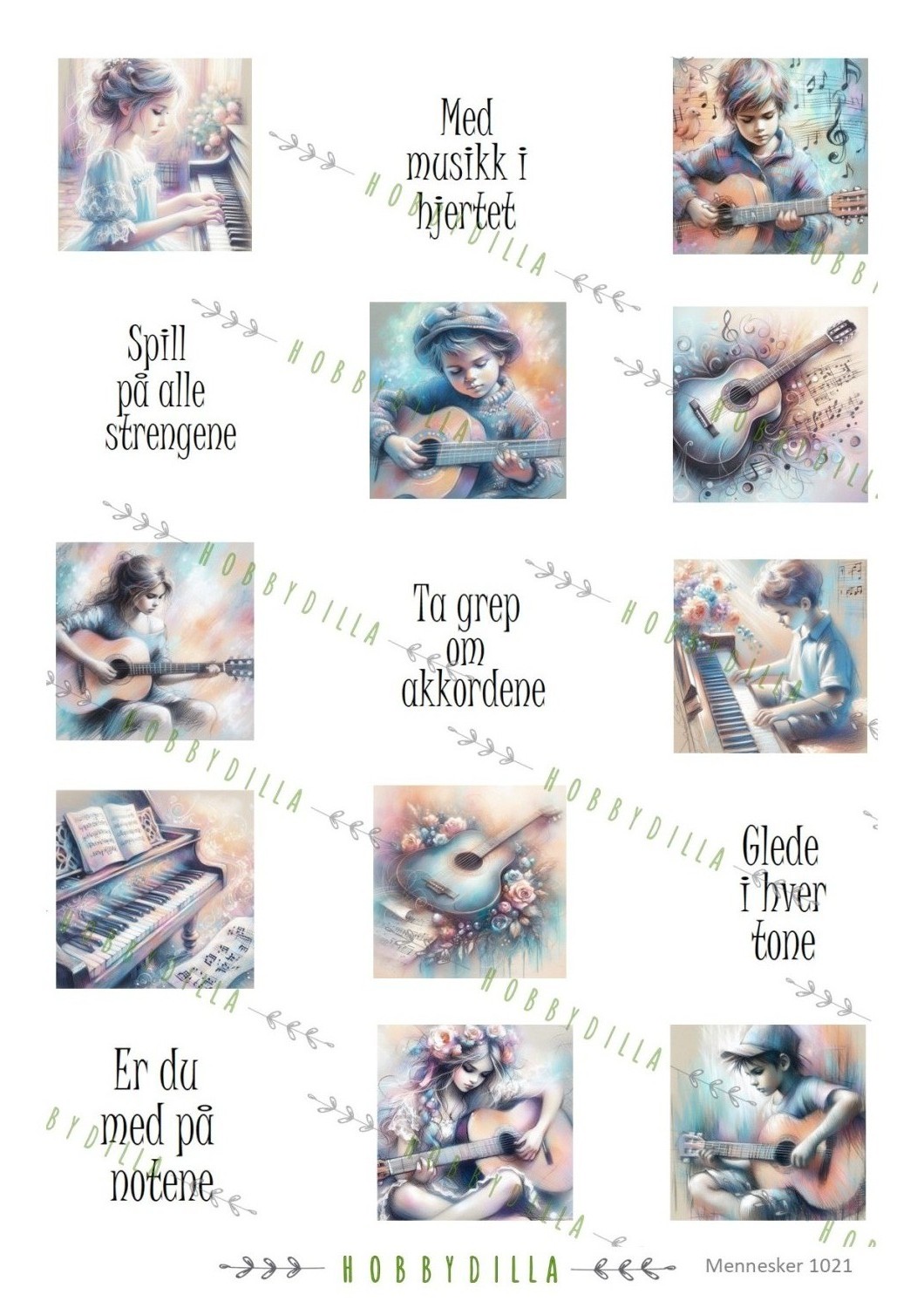 Motivark Mennesker 1021 Mini Musikk Med Tekst - Bilde 1