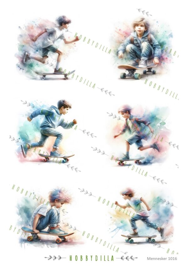 Motivark Mennesker 1016 Gutter På Skateboard