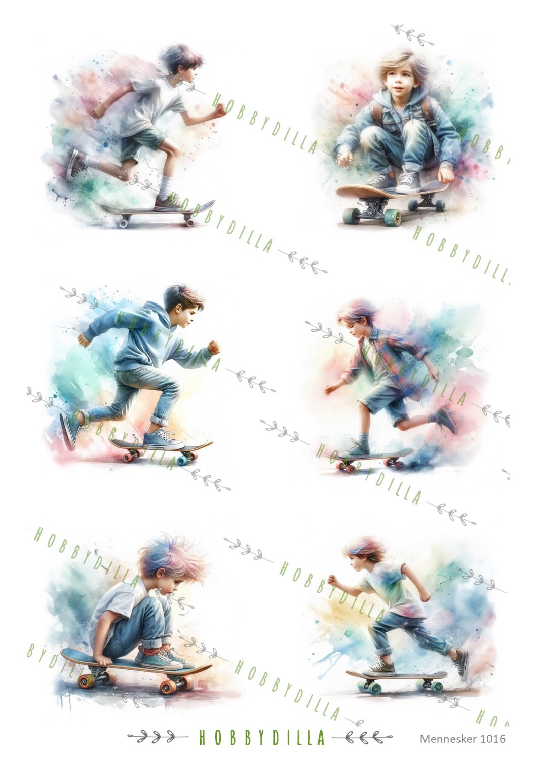 Motivark Mennesker 1016 Gutter På Skateboard - Bilde 1