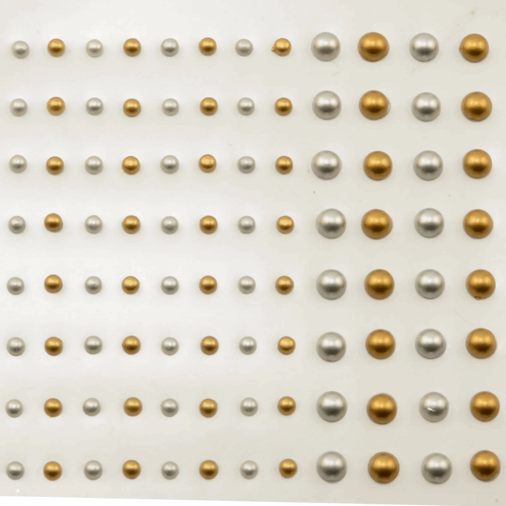 Vaessen Creative Selvklebende Halvperler 3mm&5mm Gull&Sølv Metallic 108stk