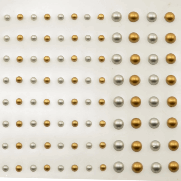 16539.png Vaessen Creative Selvklebende Halvperler 3mm&5mm Gull&Sølv Metallic 108stk