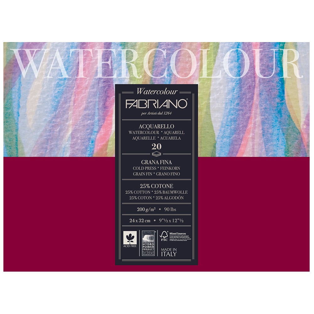 Fabriano Watercolour 200g GF – 20ark – 36x48cm - Bilde 1