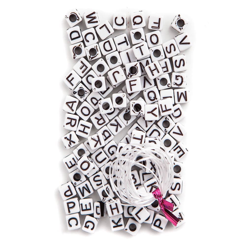 dpCraft Bokstavperler Fikantet 5mm 124stk – Hvit - Bilde 1