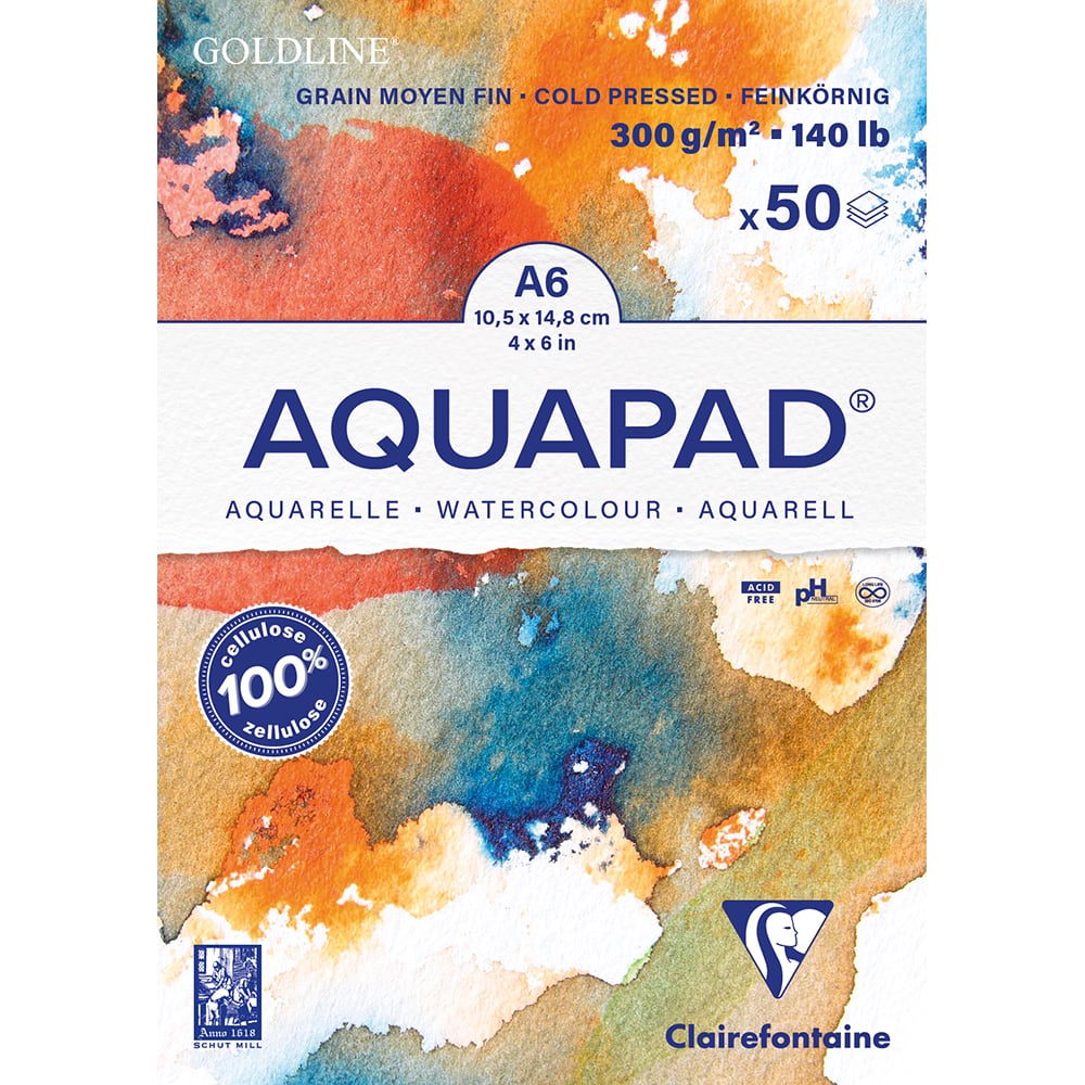 Goldline Aquapad Akvarellblokk – CP 300g 50ark – A6 - Bilde 1