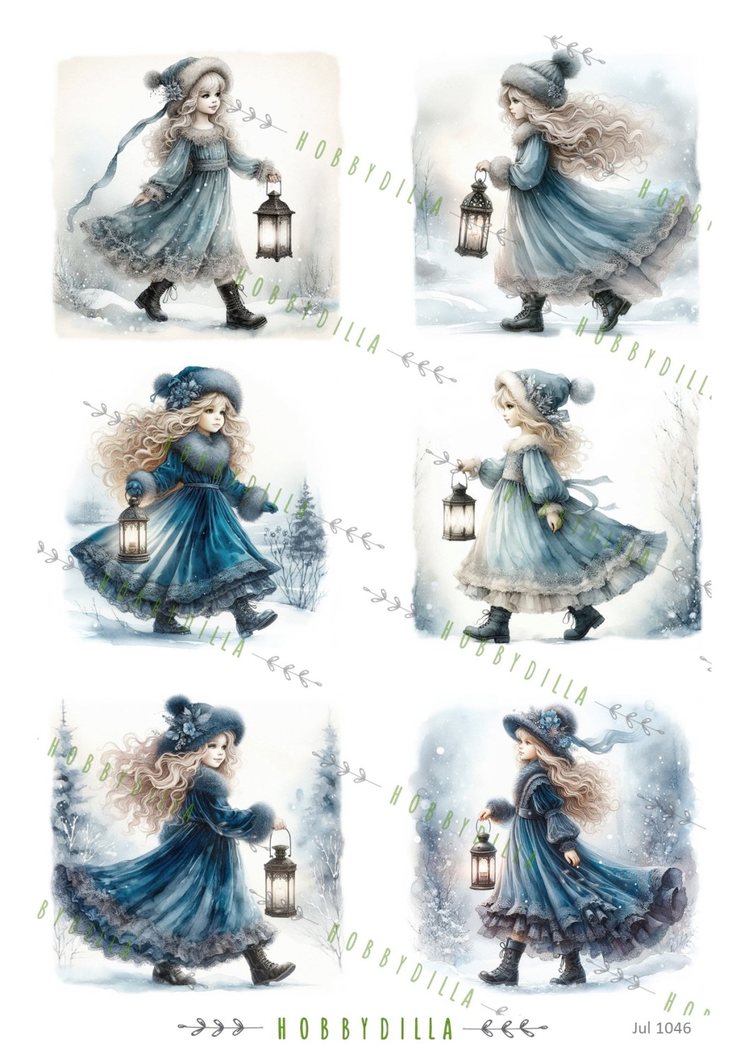 Rispapir Jul 1046 Vintage Jenter Blå - Bilde 1