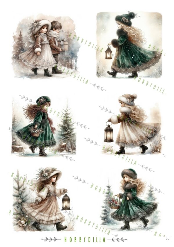 16794.jpg Rispapir Jul 1047 Vintage Jenter Grønn