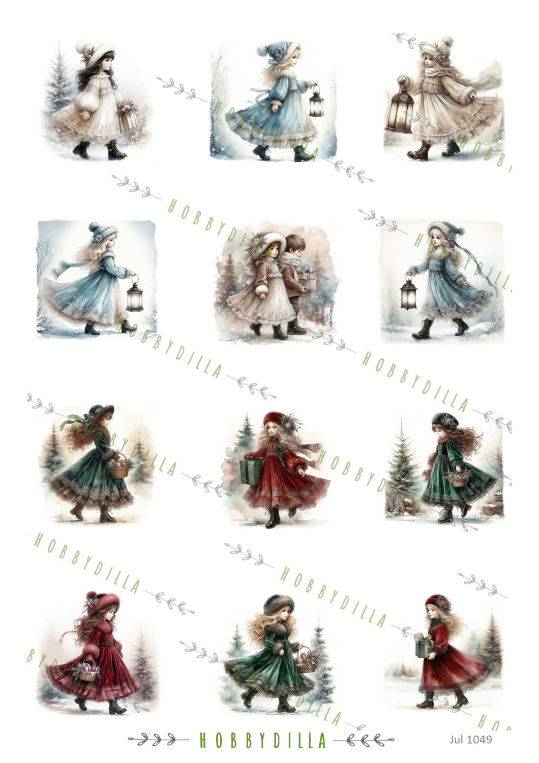 Rispapir  Jul 1049 Vintage Jenter Små - Bilde 1