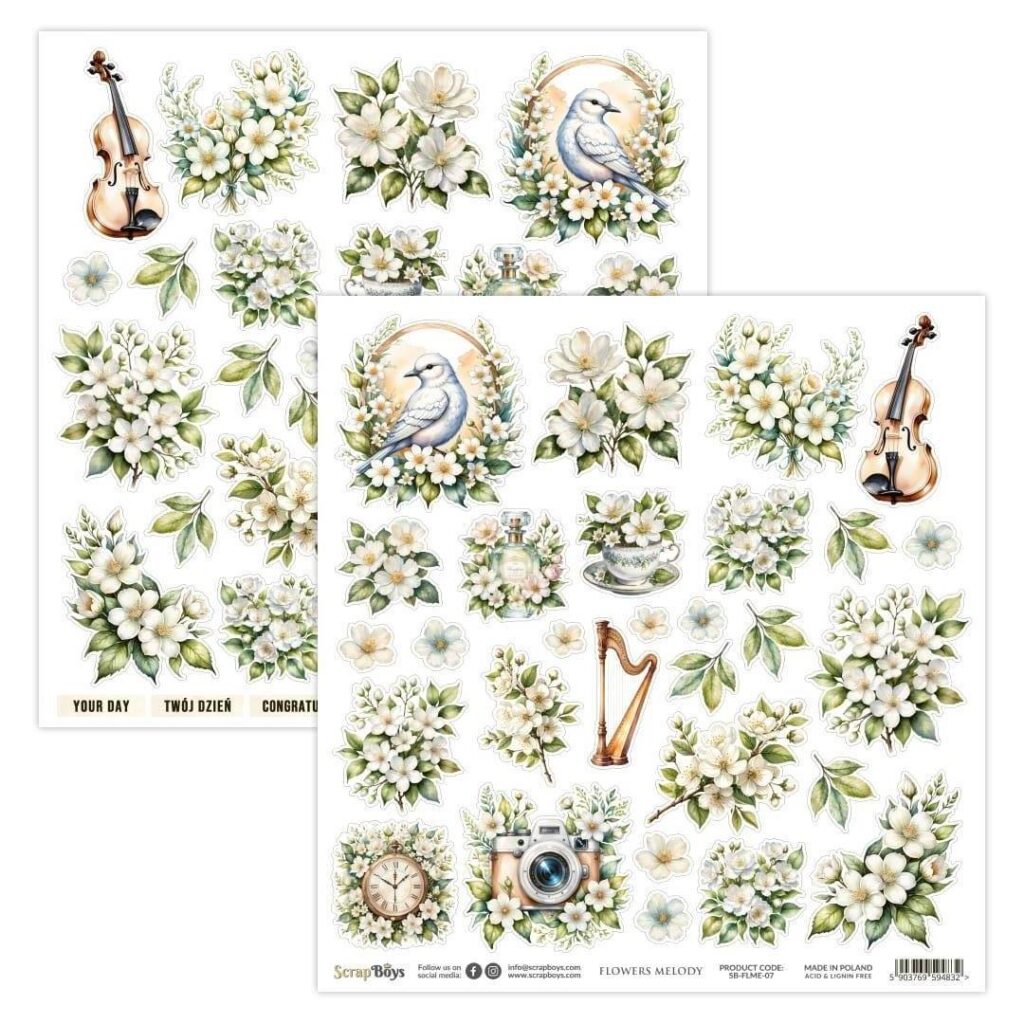 ScrapBoys Flowers Melody-07 12X12 Klippeark