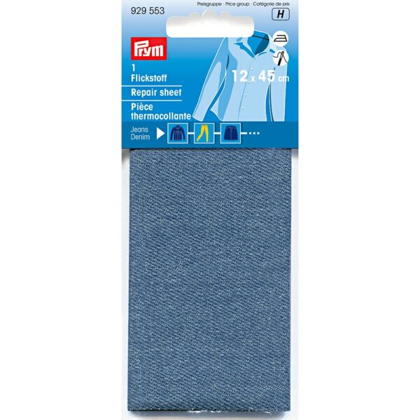 Prym Reparasjonsstoff Denim Selvklebende 12x45cm – Mellomblå