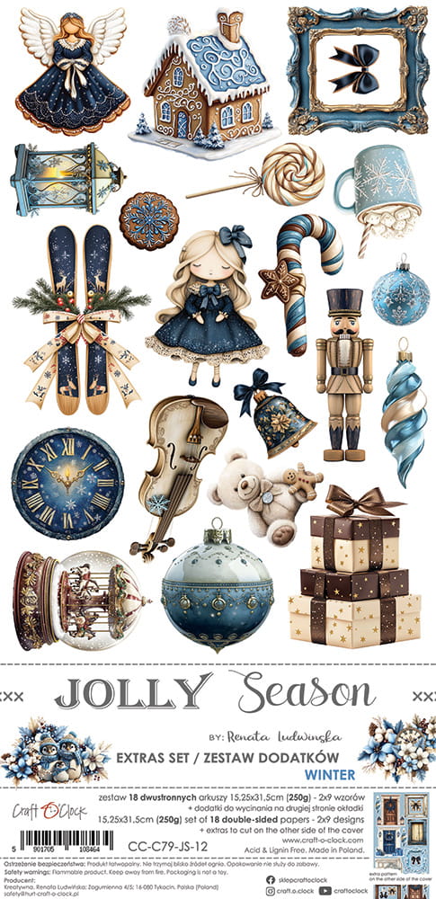 16944.jpg Craft O`Clock Jolly Season Winter Sett med 18 stk klippeark