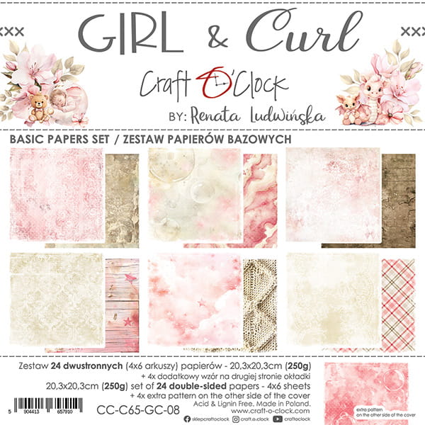 16965.jpg Craft O`Clock Girl & Curl 8X8 Blokk Basic