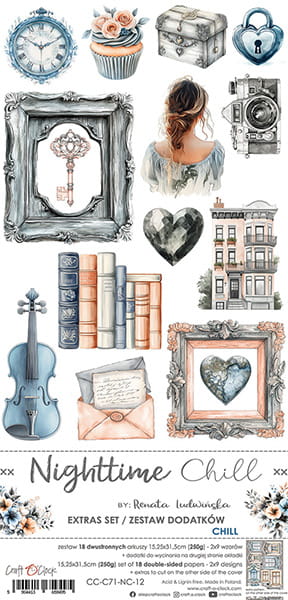 16966.jpg Craft O`Clock Nighttime Chill Sett med 18 stk klippeark