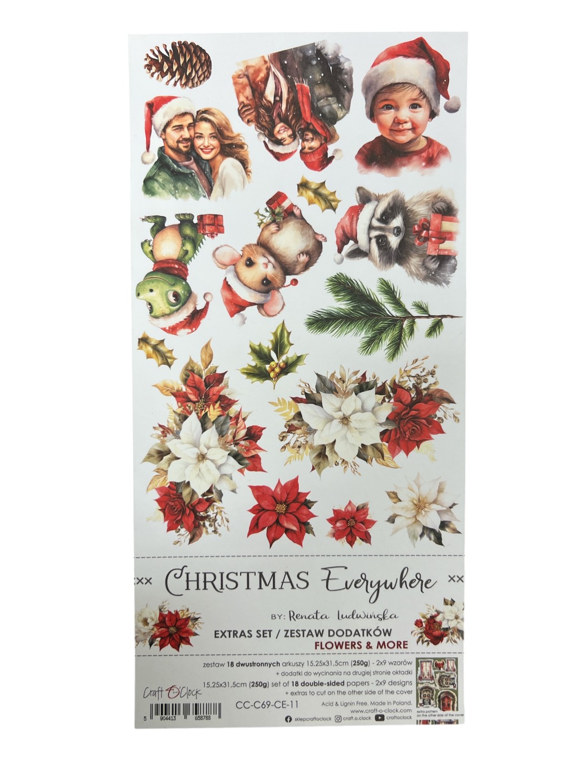 Craft O`Clock Christmas Everywhere Sett med 18 stk klippeark - Bilde 1