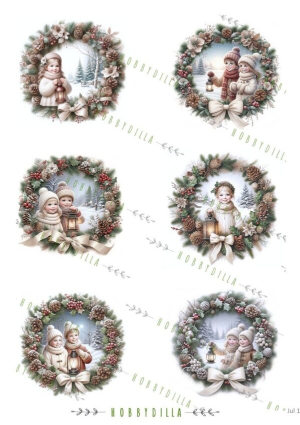 Motivark Jul 1058 M  Barn i Juleramme Rund