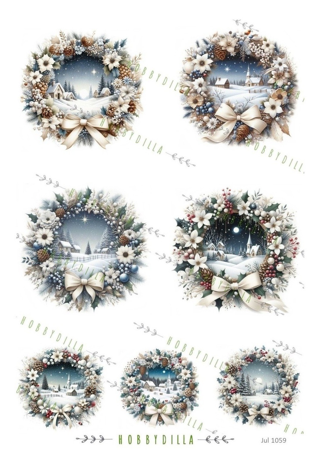 Motivark Jul 1059 M Julerammer med Landskap Blå - Bilde 1