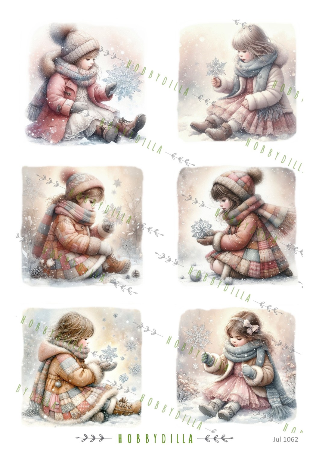 Motivark Jul 1062 M Jenter med Snøkrystall 1 - Bilde 1