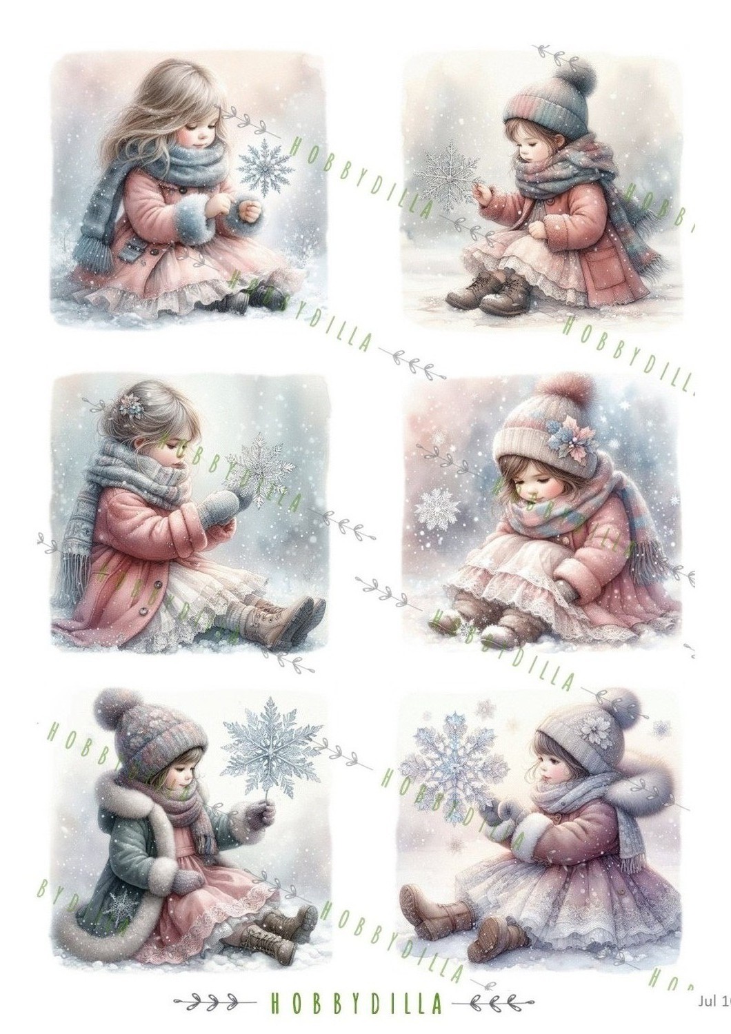 Motivark Jul 1063 M Jenter med Snøkrystall 2 - Bilde 1