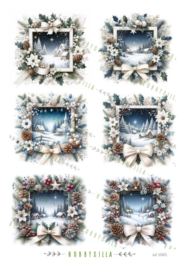 Motivark Jul 1065 M Julerammer Blå med Landskap