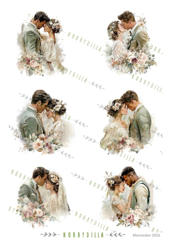 Motivark Mennesker 2016 M Brudepar Grønn