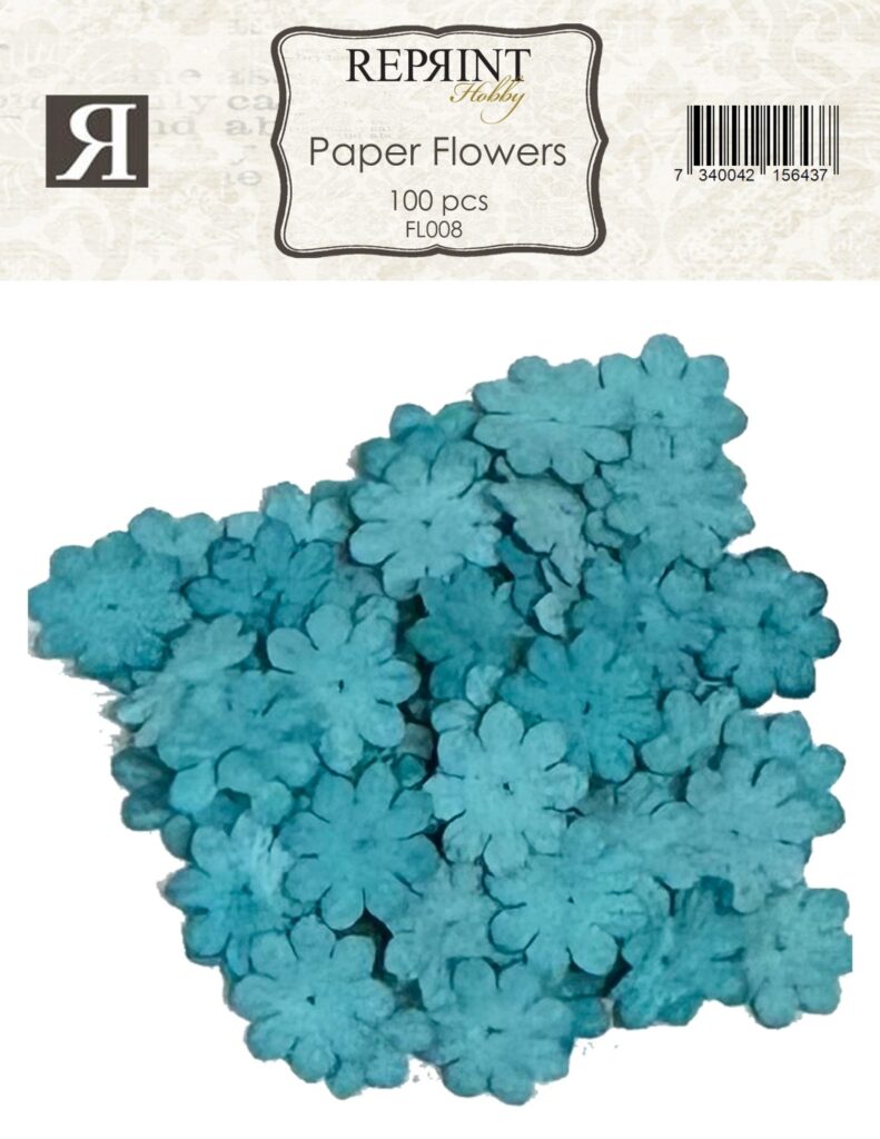 Reprint Mini Papirblomster 20 mm 100 stk Turkis