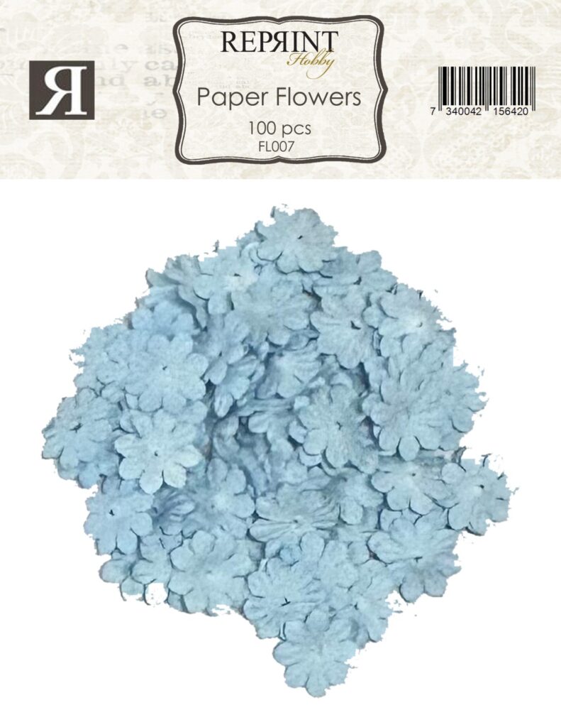Reprint Mini Papirblomster 20 mm 100 stk Lyse Blå