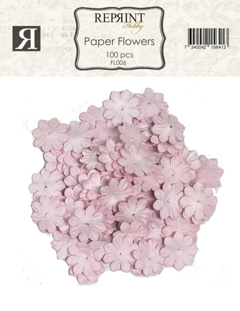 Reprint Mini Papirblomster 20 mm 100 stk Rosa
