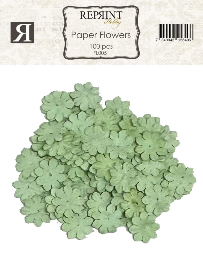 Reprint Mini Papirblomster 20 mm 100 stk Lyse Grønn