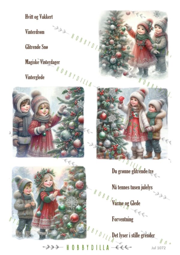 Jul 1072 M Barn pynter juletre, Tekst