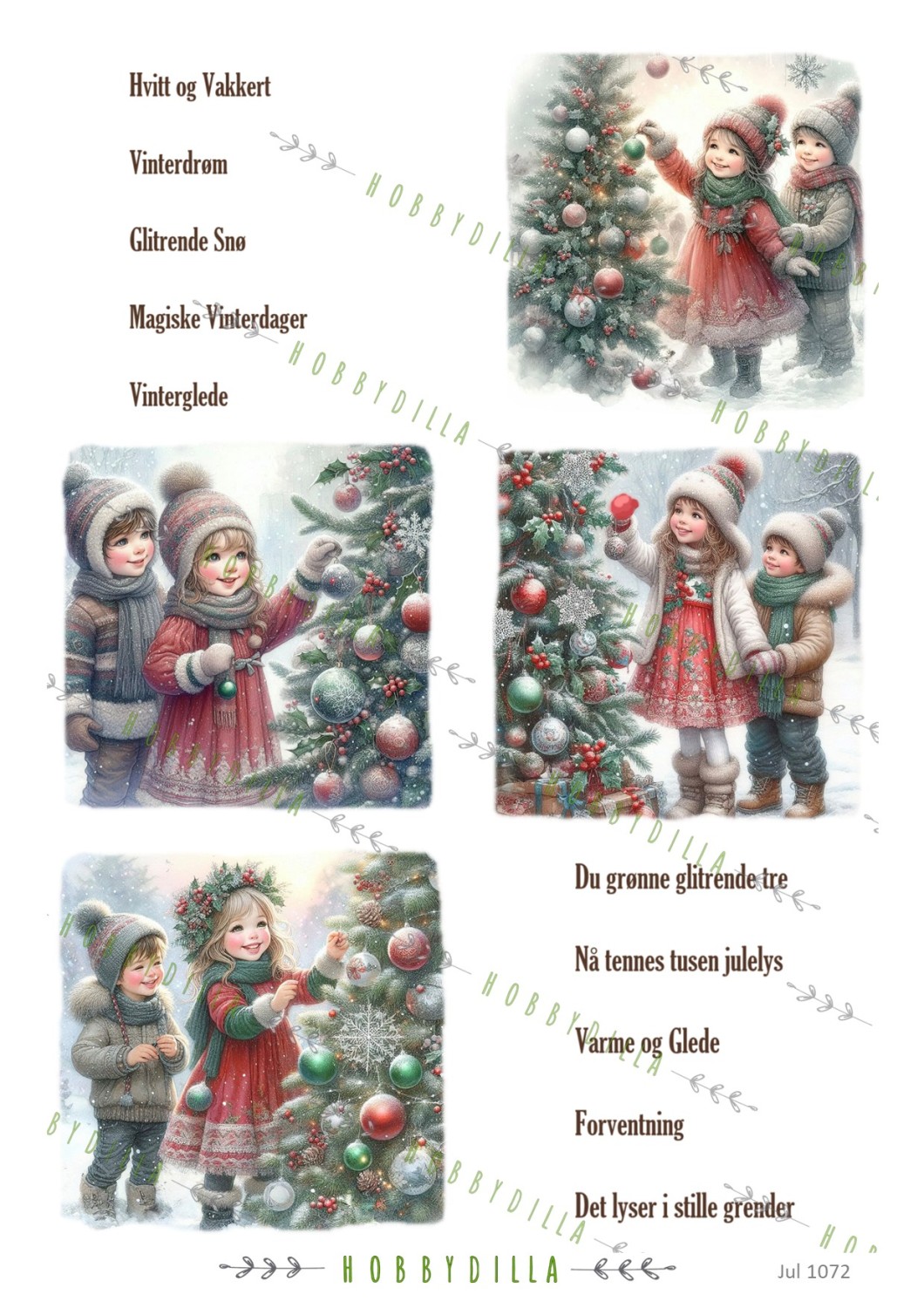 Jul 1072 M Barn pynter juletre, Tekst - Bilde 1