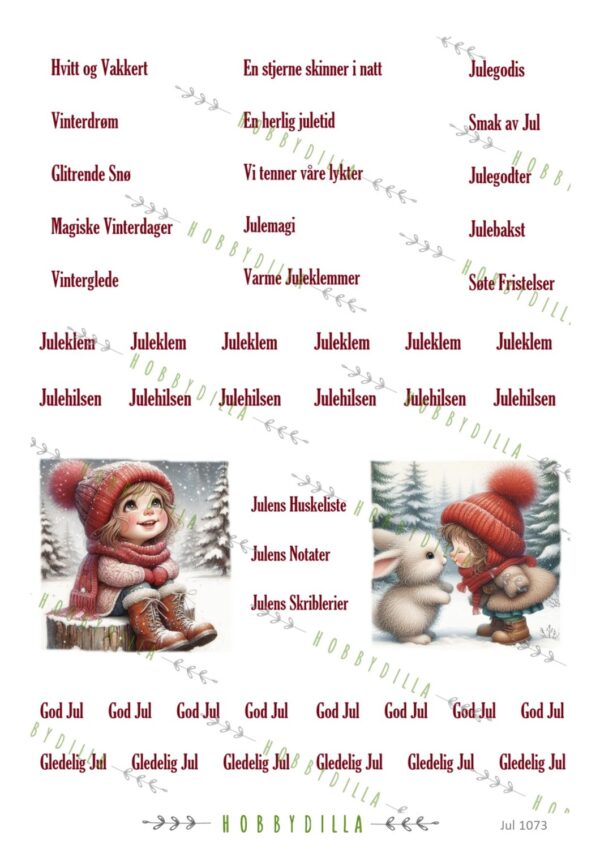 Jul 1073 M Små Juletekster Rød