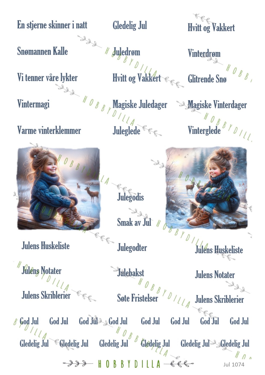 Jul 1074 M Små Juletekster Blå - Bilde 1