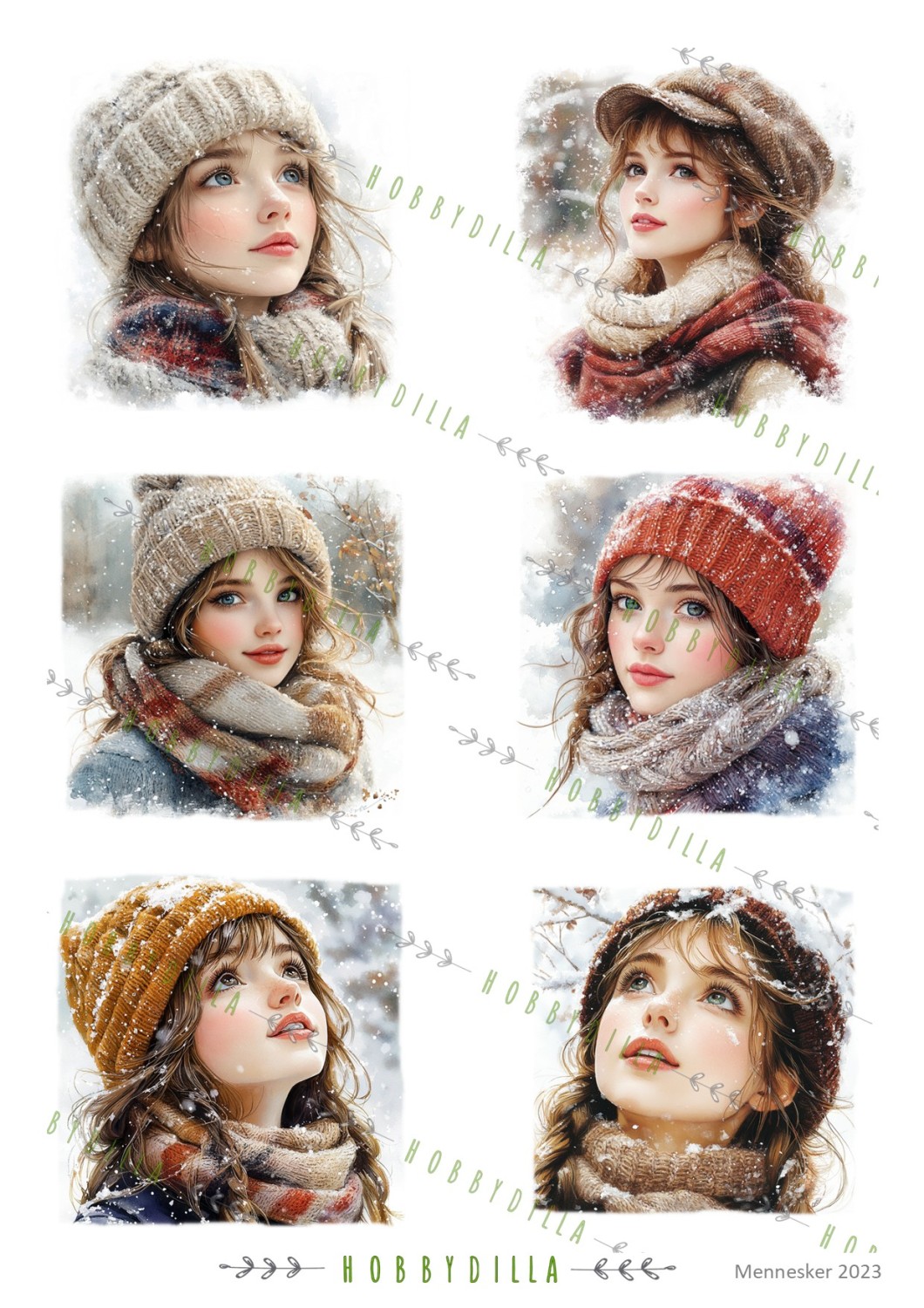 Motivark Mennesker 2023 M Unge jenter i snø - Bilde 1