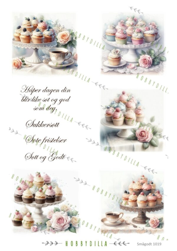 17497.jpg Motivark Smågodt 1019 M Cupcake med tekst