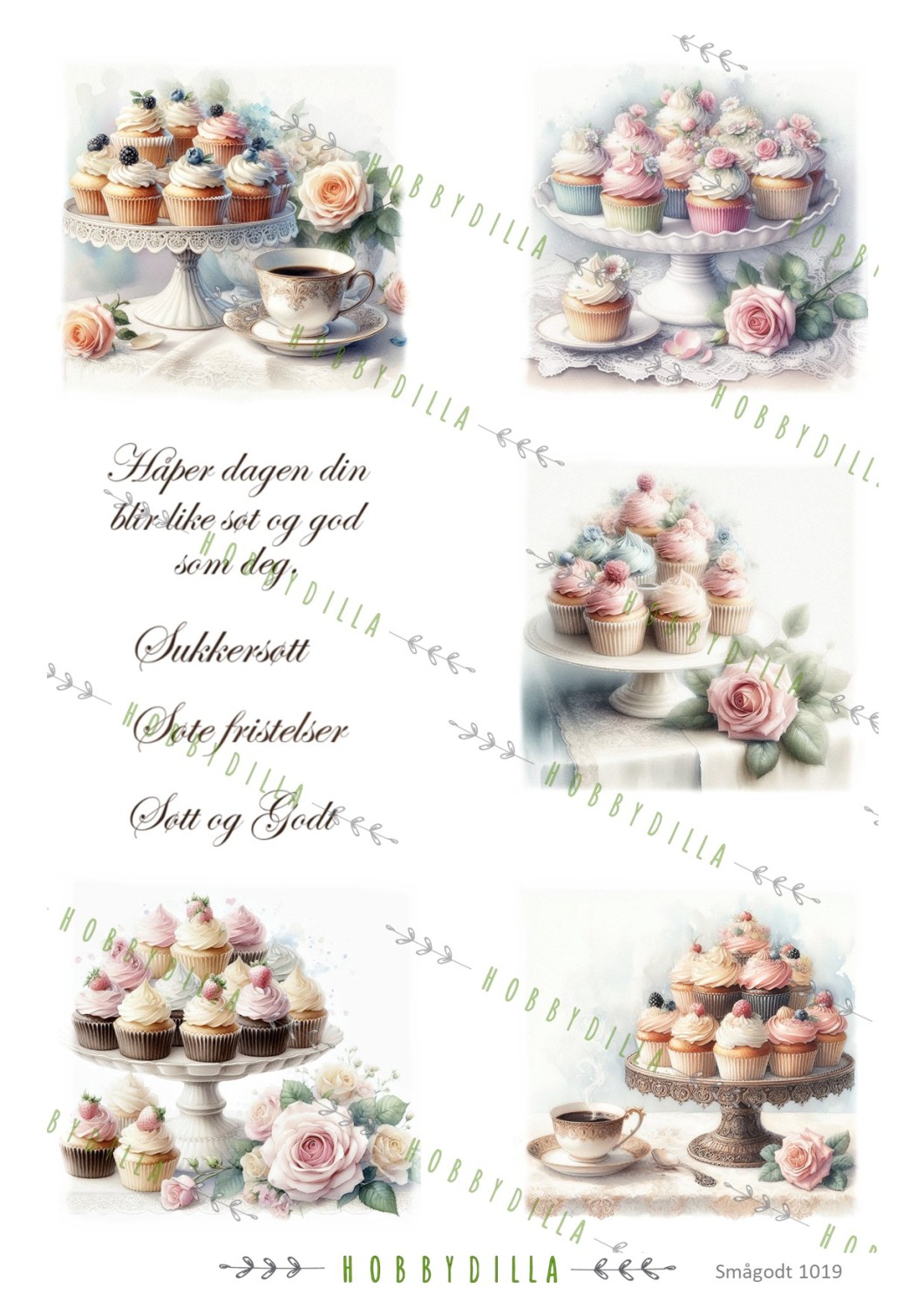 Motivark Smågodt 1019 M Cupcake med tekst - Bilde 1