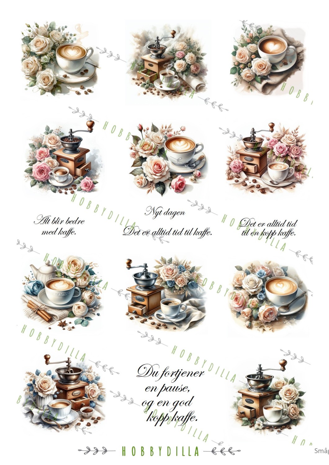 Motivark Smågodt 1021 M Kaffe, små med tekst - Bilde 1