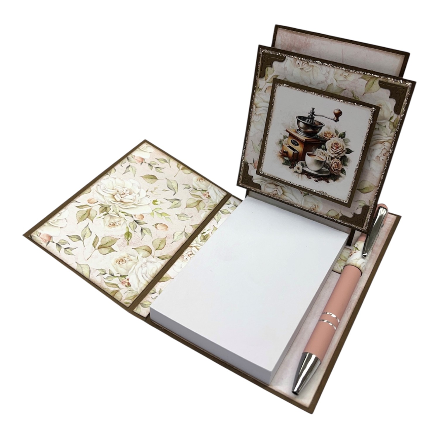 Kit 4 Staffeli Notatblokk - Rosa/Brun - Kaffe - Bilde 1