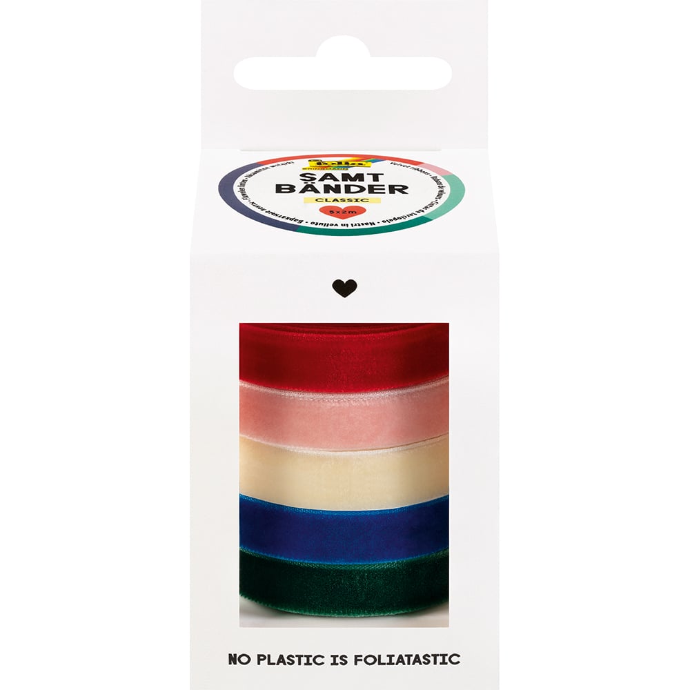Fløyelsbånd 10mm - fem farger - Bilde 1