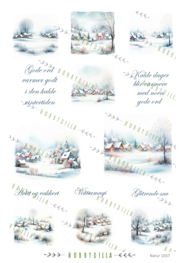 17537.jpg Motivark Natur 1037 M Vinterlandsby med tekster