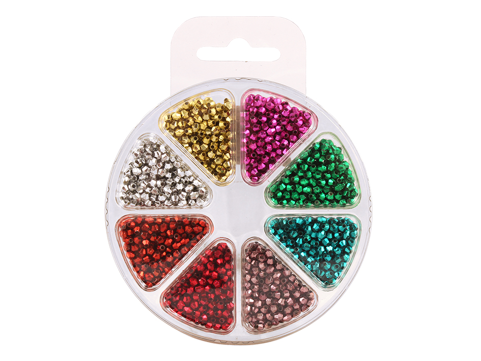 Perlesett – Fasettperler 3mm – 8ass. - Bilde 1