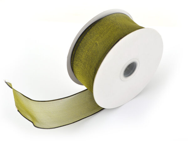 Organsabånd m/wire 40mm mosegrønn 10m