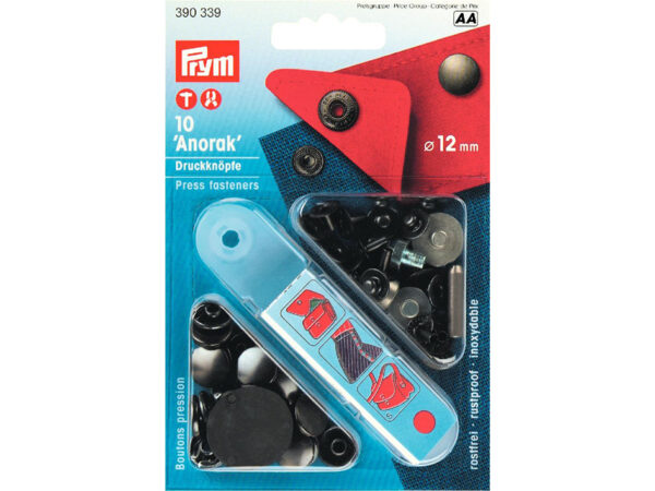 Prym Trykknapper Anorak 12mm 10stk – Sort