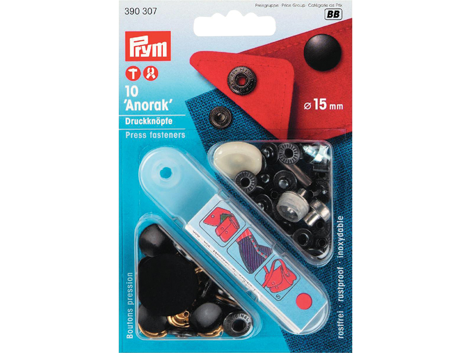 Prym Trykknapper Anorak 15mm – Sort - Bilde 1
