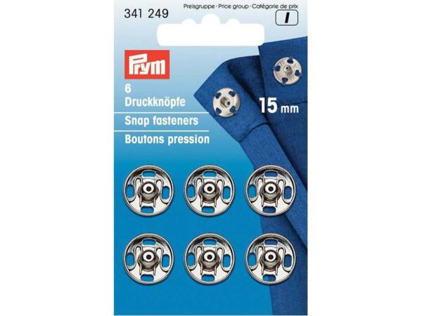 Trykknapper sølv 15mm