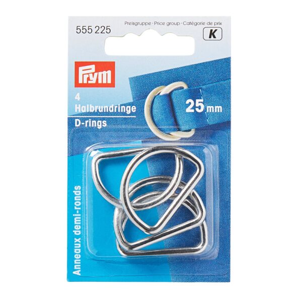 Prym D-ring 25mm 4stk – Sølv