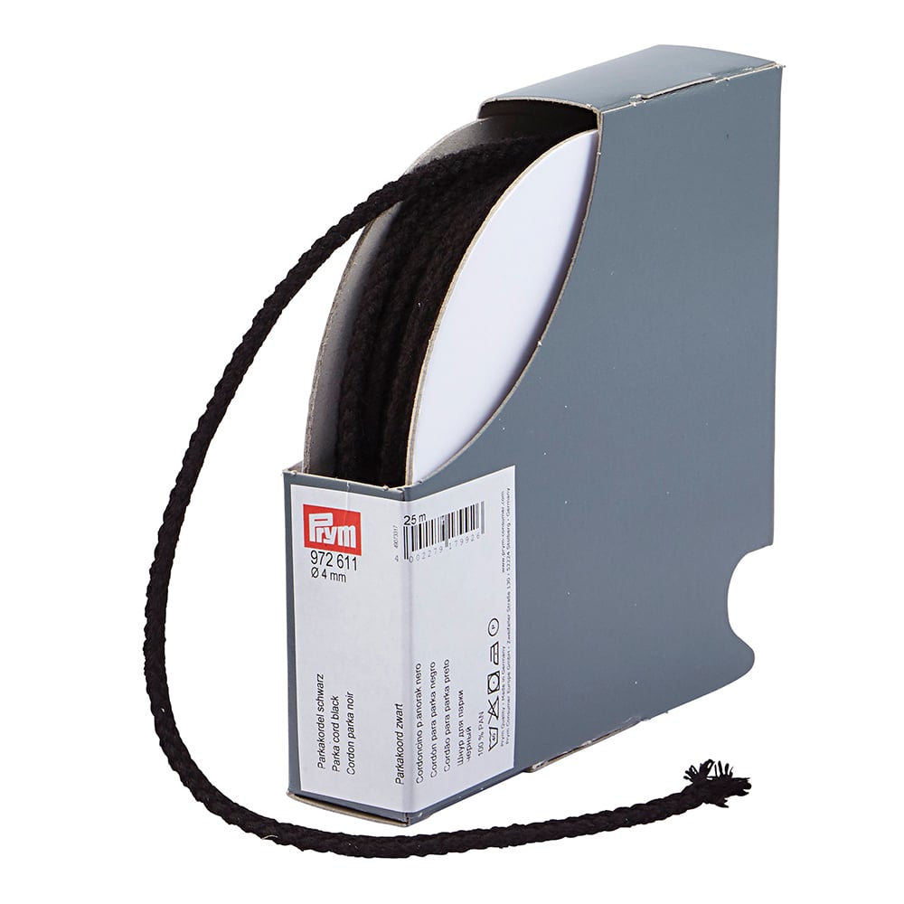 Prym Anorakksnor 4mm  – Sort - Bilde 1