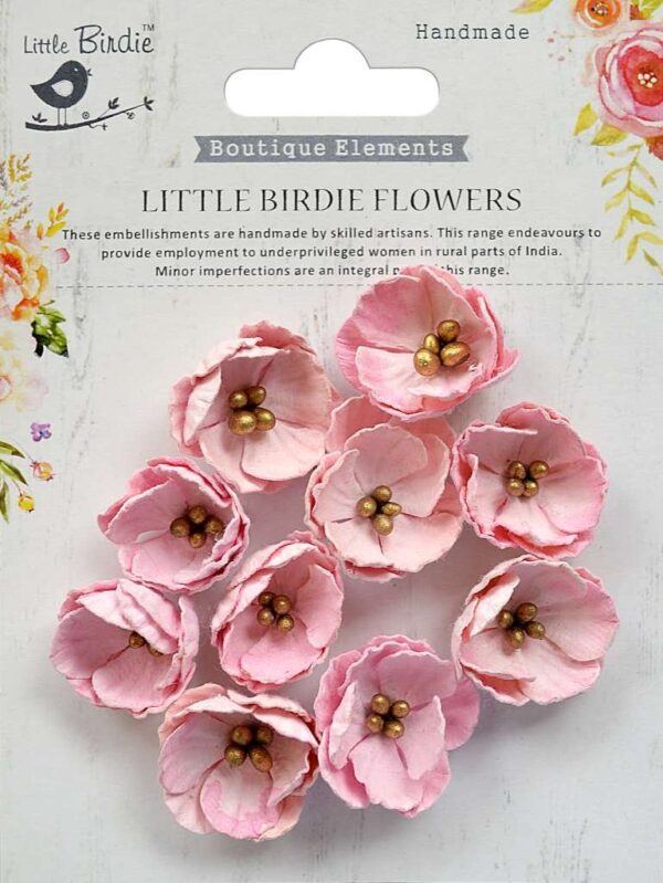5607.jpg Little Birdie Embossed Daisies Pearl Pink 10Pc